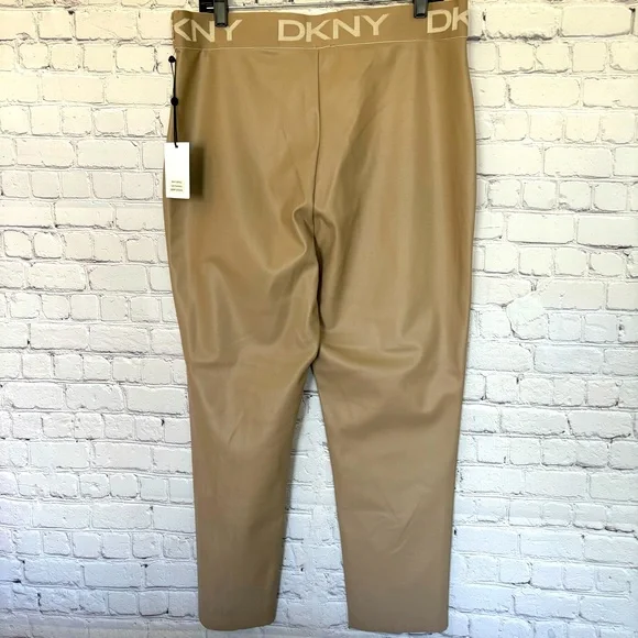 DKNY Faux Leather High Waist Tan Pants--Sz XL - Picture 3 of 16